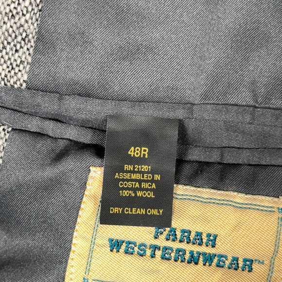 Vintage Farah Jacket Adult 2XL Gray Western Sport Coat Blazer Tweed Wool 80s - Picture 7 of 10